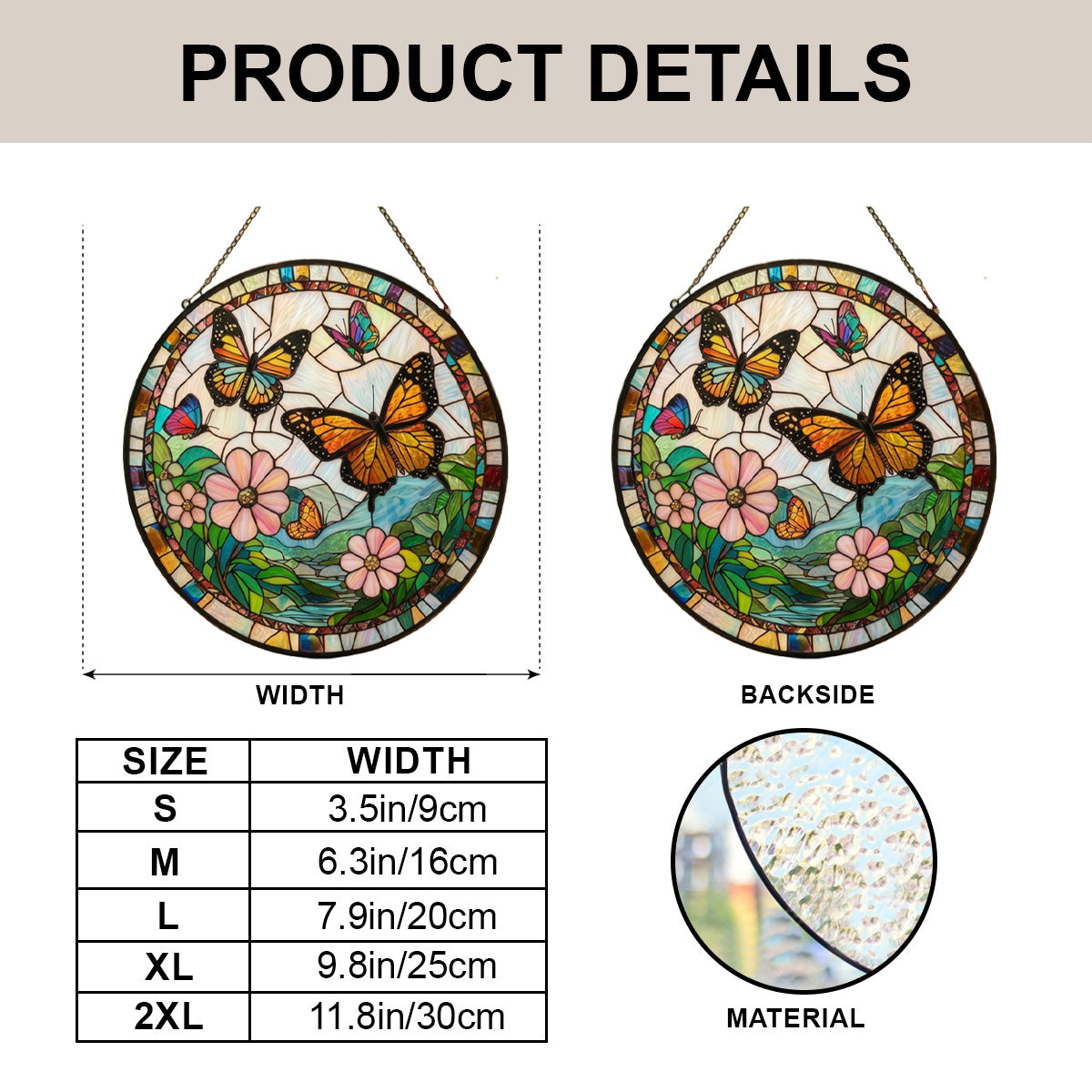 Butterflies Flowers - Glass Suncatcher