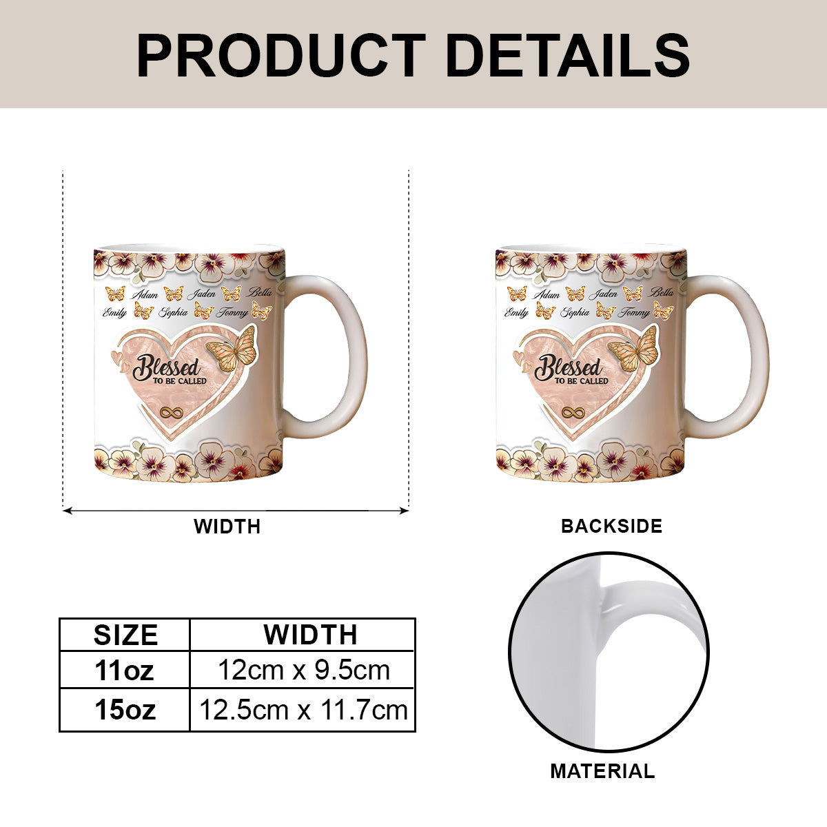Blessed To Be Called Grandma - Personalized Ceramic Mug