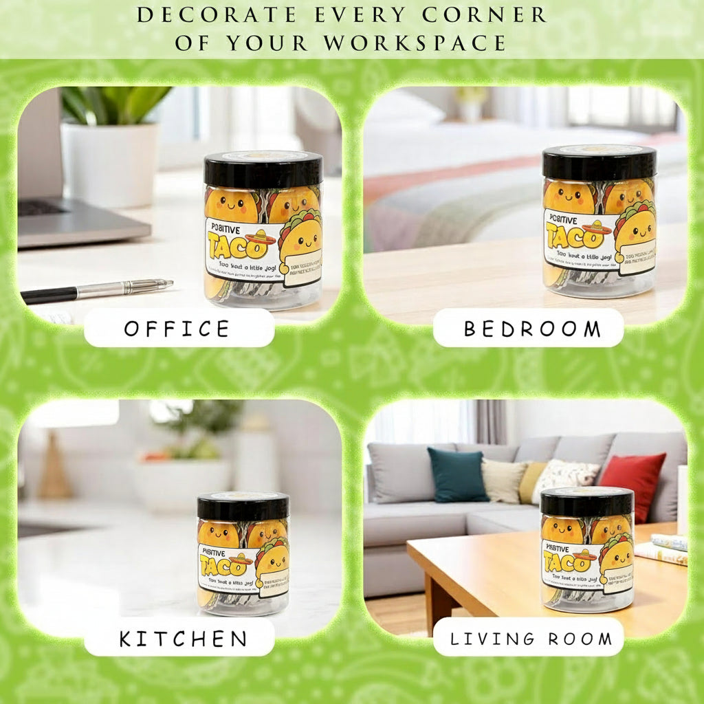 Positive Taco Jar – 60 Funny Emotional Support Taco, Back to School Gifts for Teachers, Students, Birthday Gifts for Women, Men, White Elephant Gift, Teen Girl Gifts Trendy Stuff, Friends Gifts