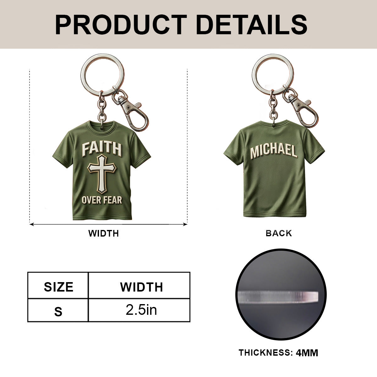 Faith Over Fear - Personalized Keychain
