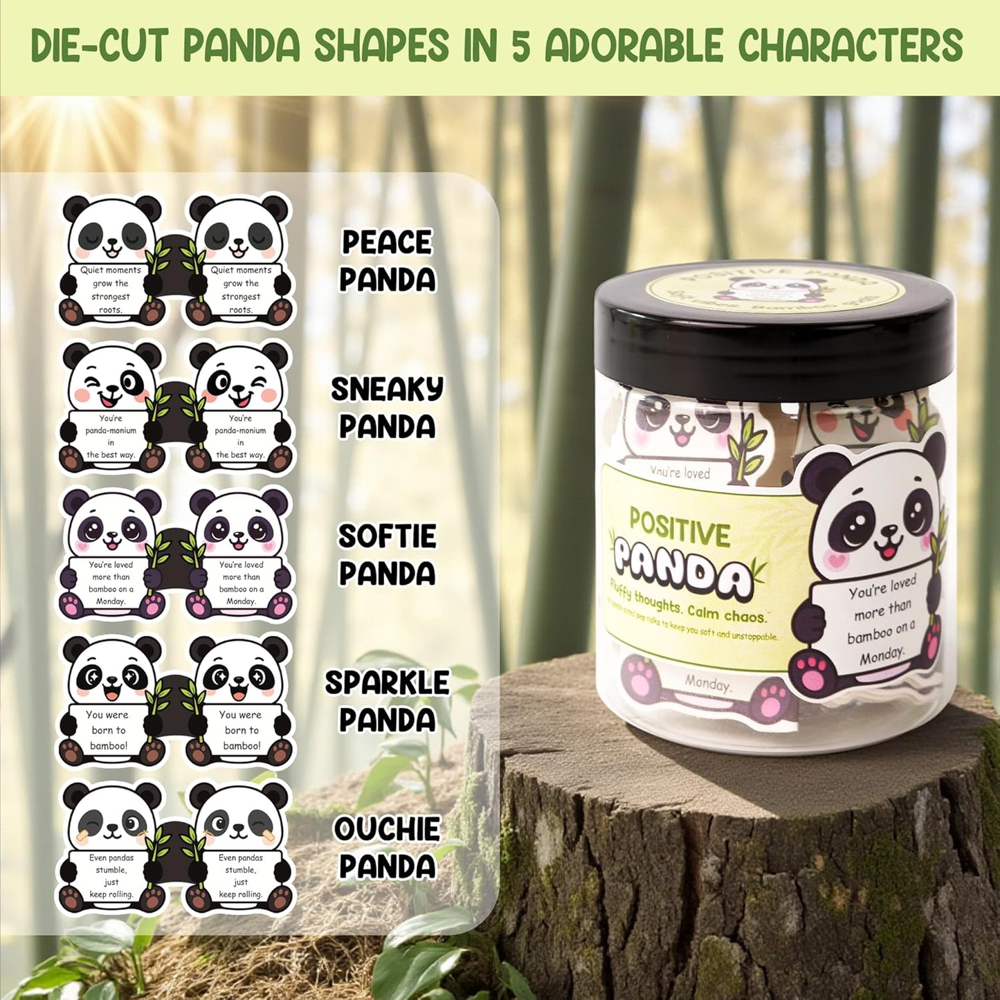 Positive Panda Jar – Emotional Support Panda Birthday Gifts for Women Men, Boss Day Gift, Halloween Stocking Stuffer Christmas Gifts for Teens Tweens Daughter Son, Unique Teen Girl Gift Trendy Stuff