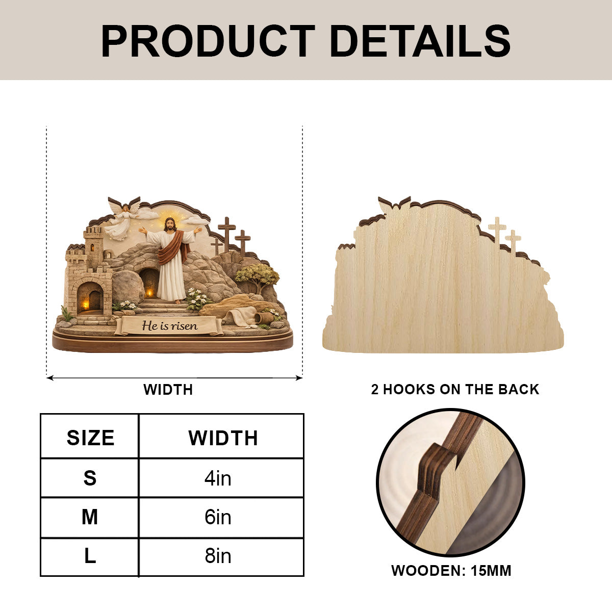 He Is Risen - Wooden Block
