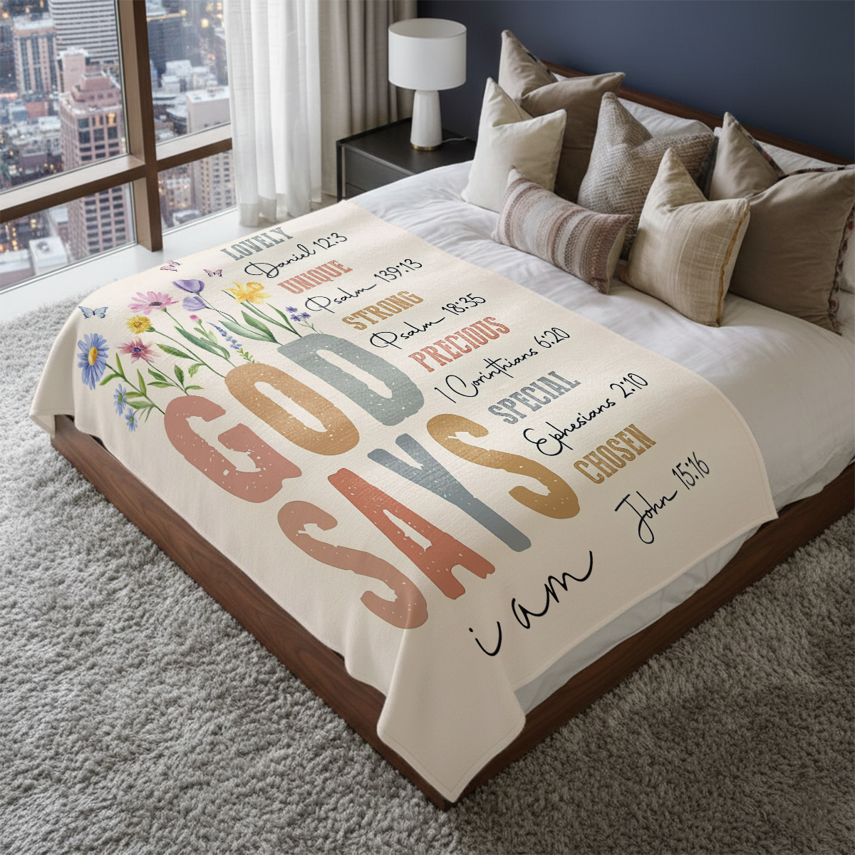 God Says I Am - Personalized Sherpa Blanket