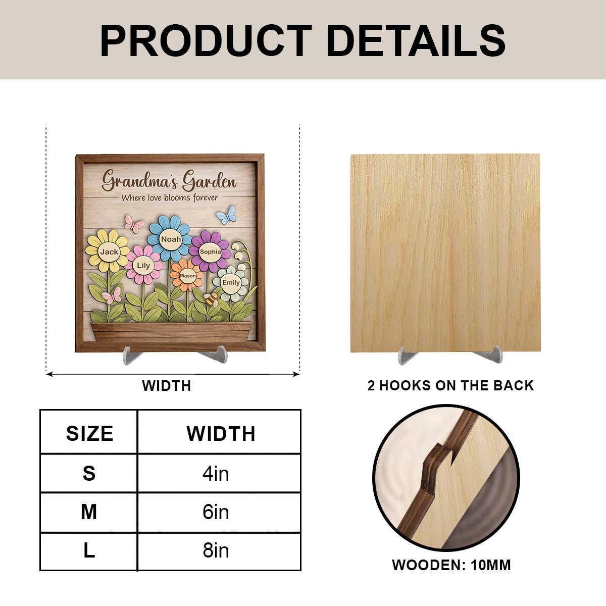 Grandma's Garden - Personalized Wooden Plaque