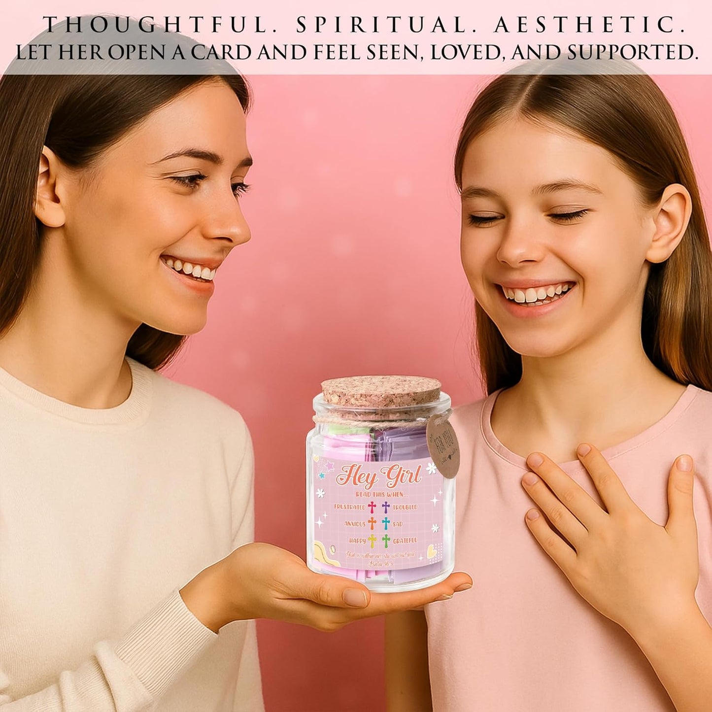 Hey Girl Bible Verse Jar – 92 Encouraging Scriptures for Teen Girls, Trendy Stuff & Gifts for Teen Girl, Back to School Essentials, Birthday Gifts & Christian Inspirational Jar for Teens