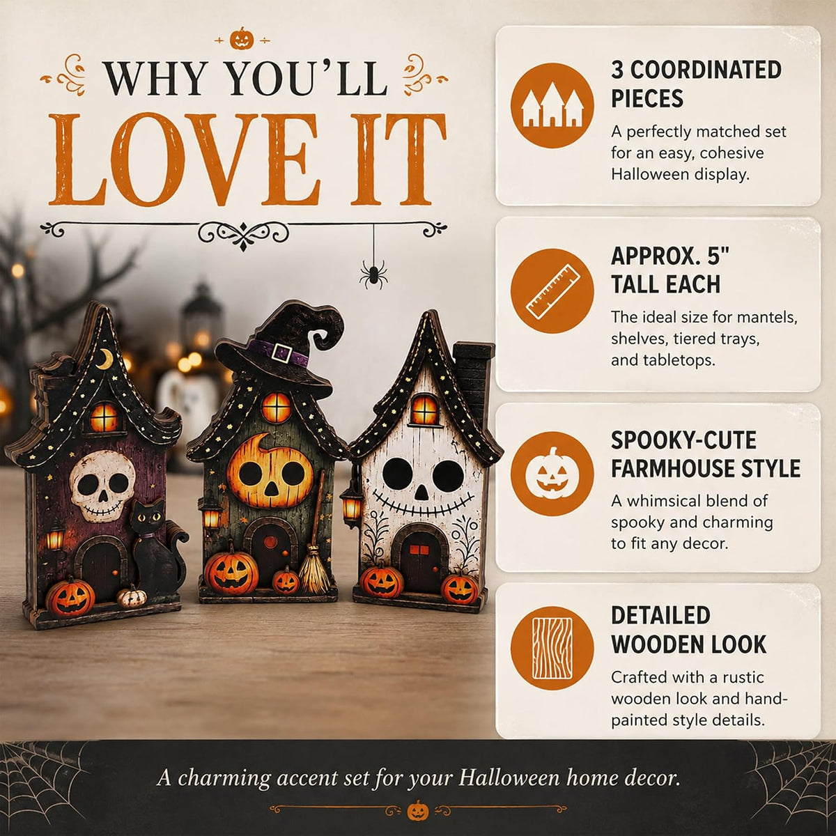 Halloween Haunted House Trio Tabletop Decor