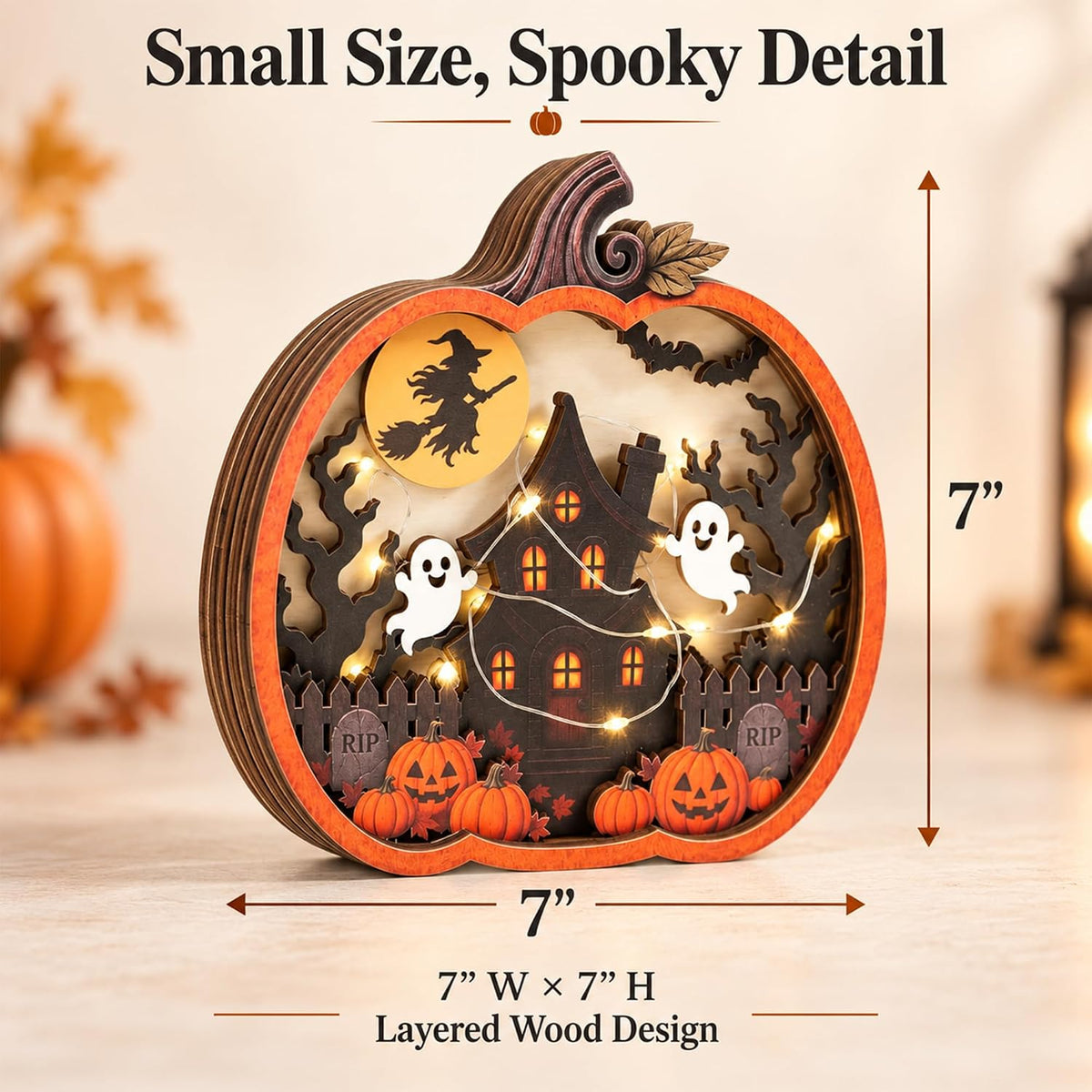 Lighted Pumpkin Haunted House Halloween Tabletop Decor