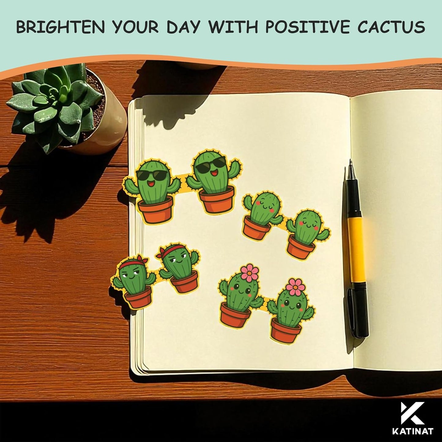 Emotional Supports Jar, Desk Accessories, Relaxation Gifts, Coworker Gifts for Women, Great Gift for Boss, Teacher, Friends (Positive Cactus)