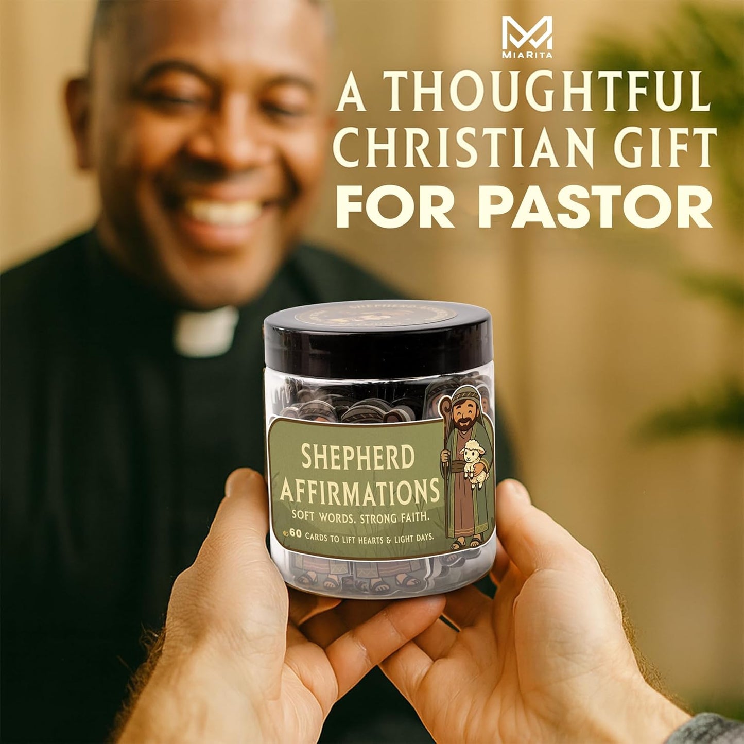 Positive Shepherd Affirmations Jar- Faith & Encouragement Notes, Christian Gifts for Men & Women, Pastor Appreciation Gifts for Men, Pastor Wife Appreciation Gift