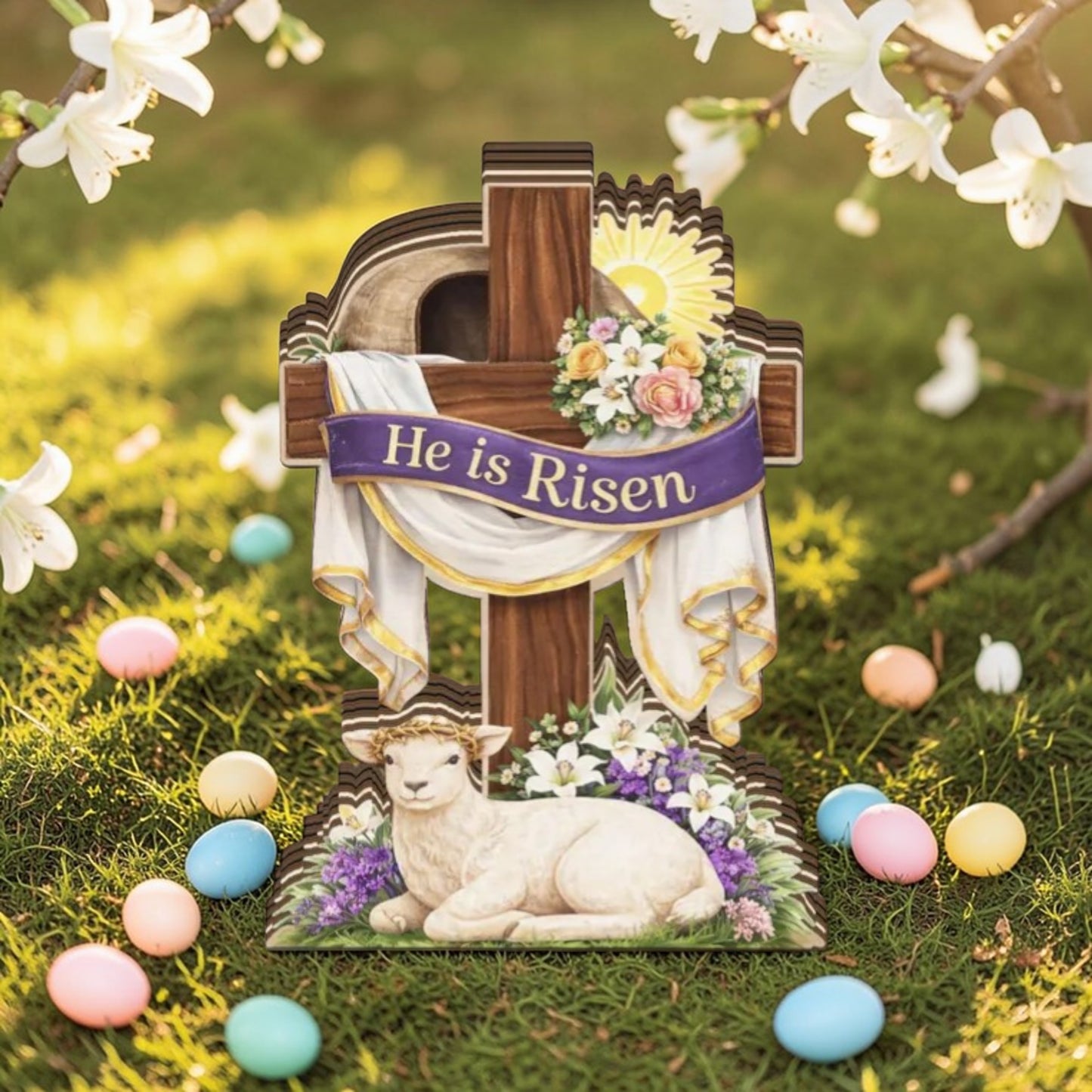 He Is Risen - Wooden Block
