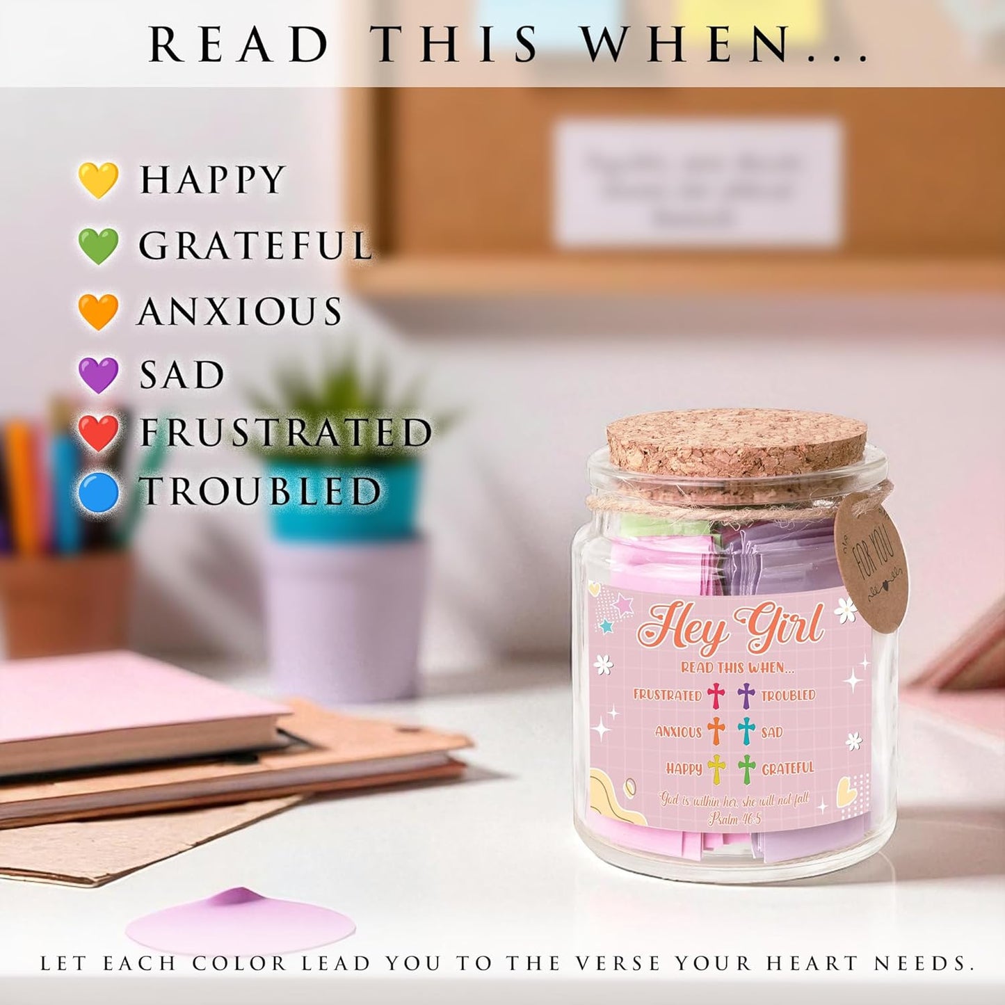 Hey Girl Bible Verse Jar – 92 Encouraging Scriptures for Teen Girls, Trendy Stuff & Gifts for Teen Girl, Back to School Essentials, Birthday Gifts & Christian Inspirational Jar for Teens
