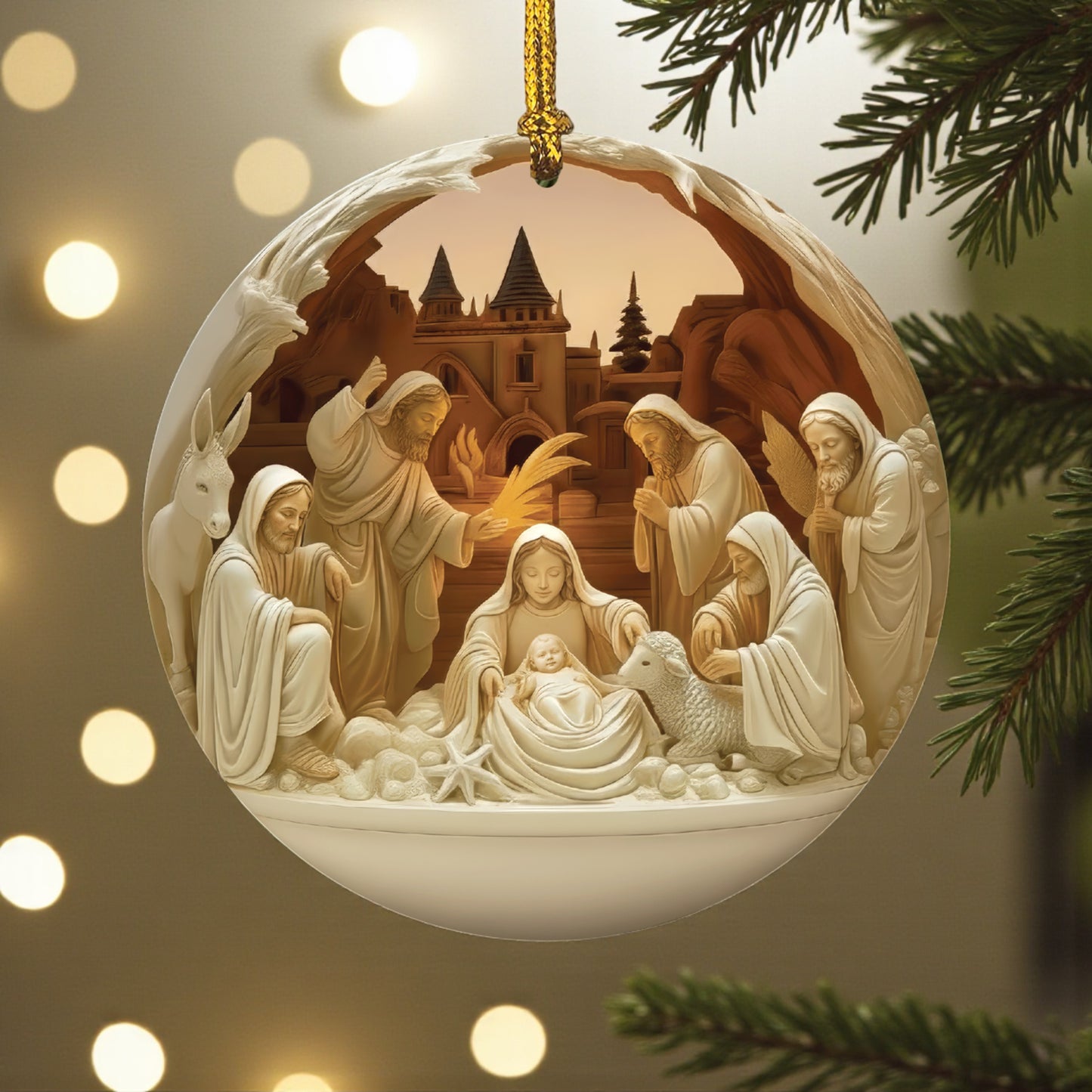 Nativity Diorama Ceramic Ornament