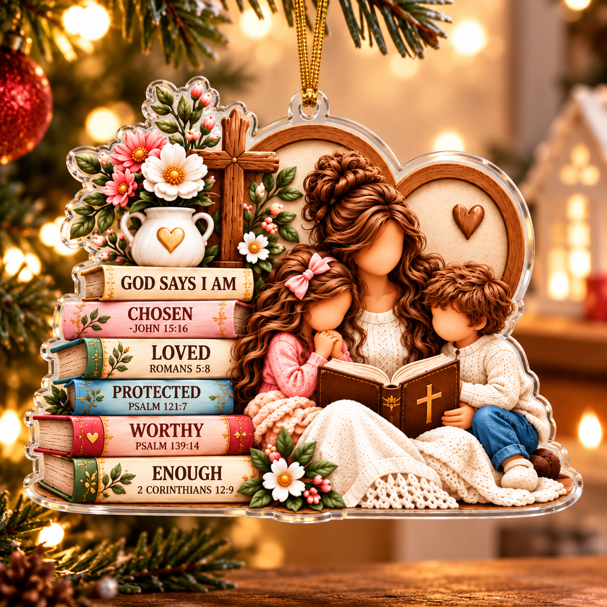 God Says I Am Mother and Children Acrylic Ornament