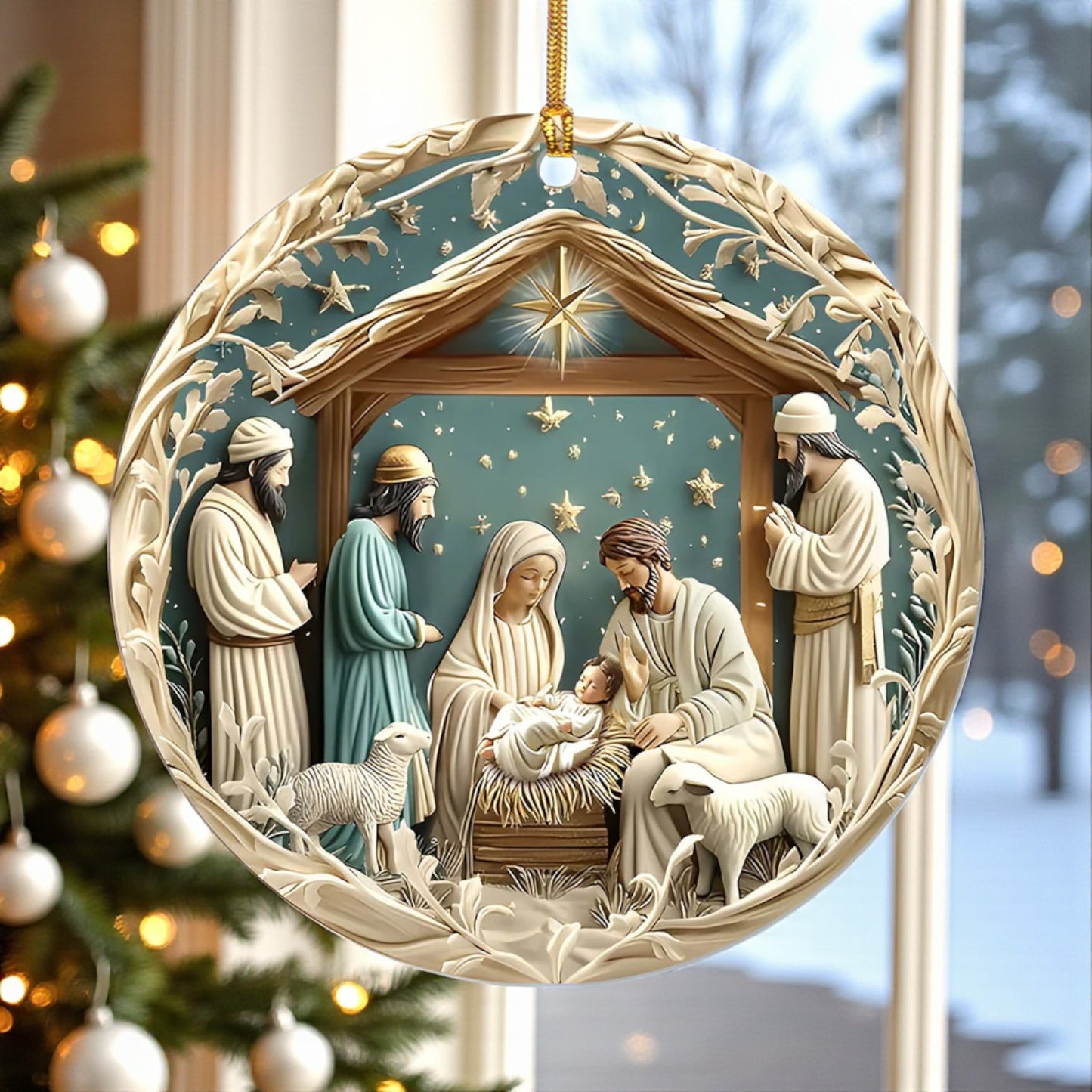 Silent Night Holy Scene Ornament