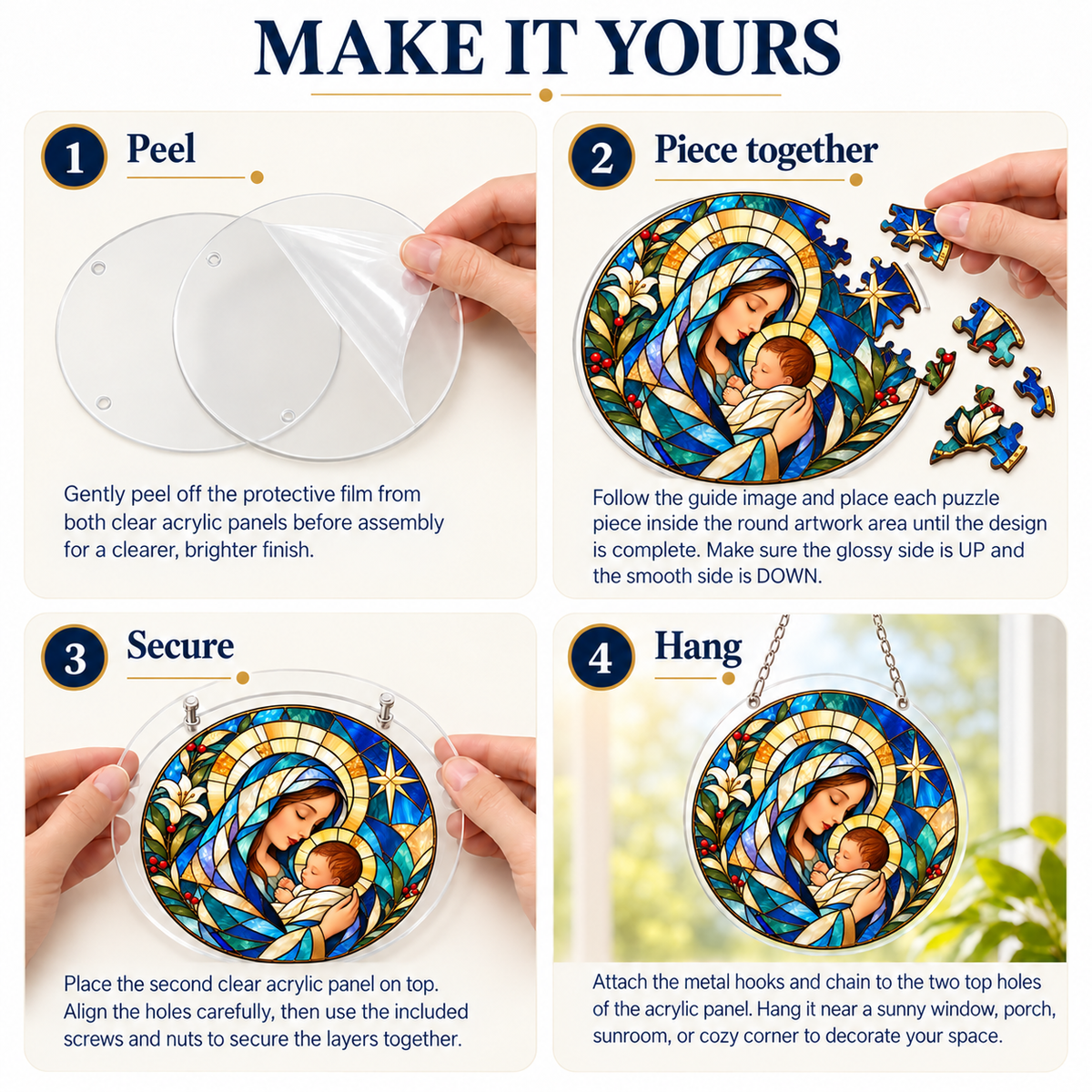 Virgin Mary & Baby Jesus Puzzle Suncatcher