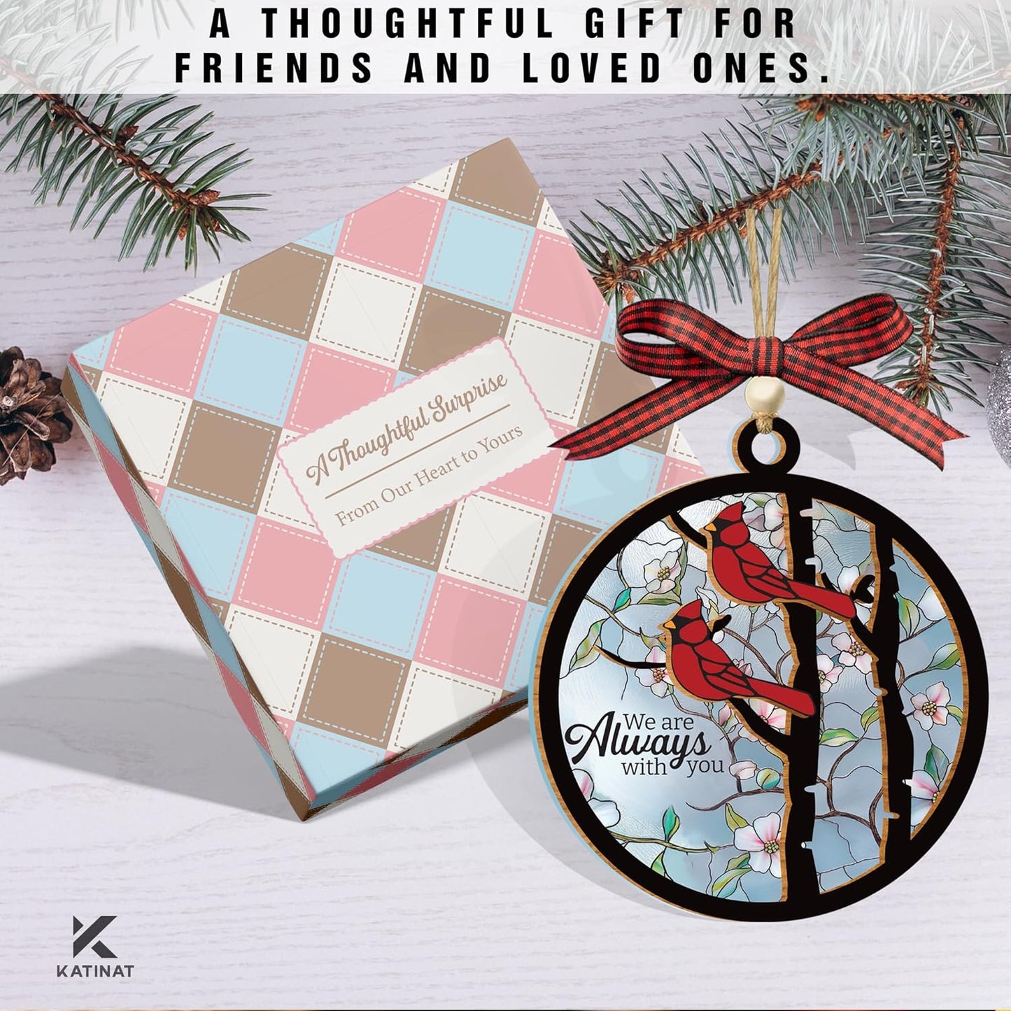 Christmas Ornament 2025 - Ornaments for Christmas Tree, Christmas Tree Ornament, Acrylic Christmas Ornaments, Suncatcher Effect Stained Glass Window Hanging (- KL Cardinal Ornament)