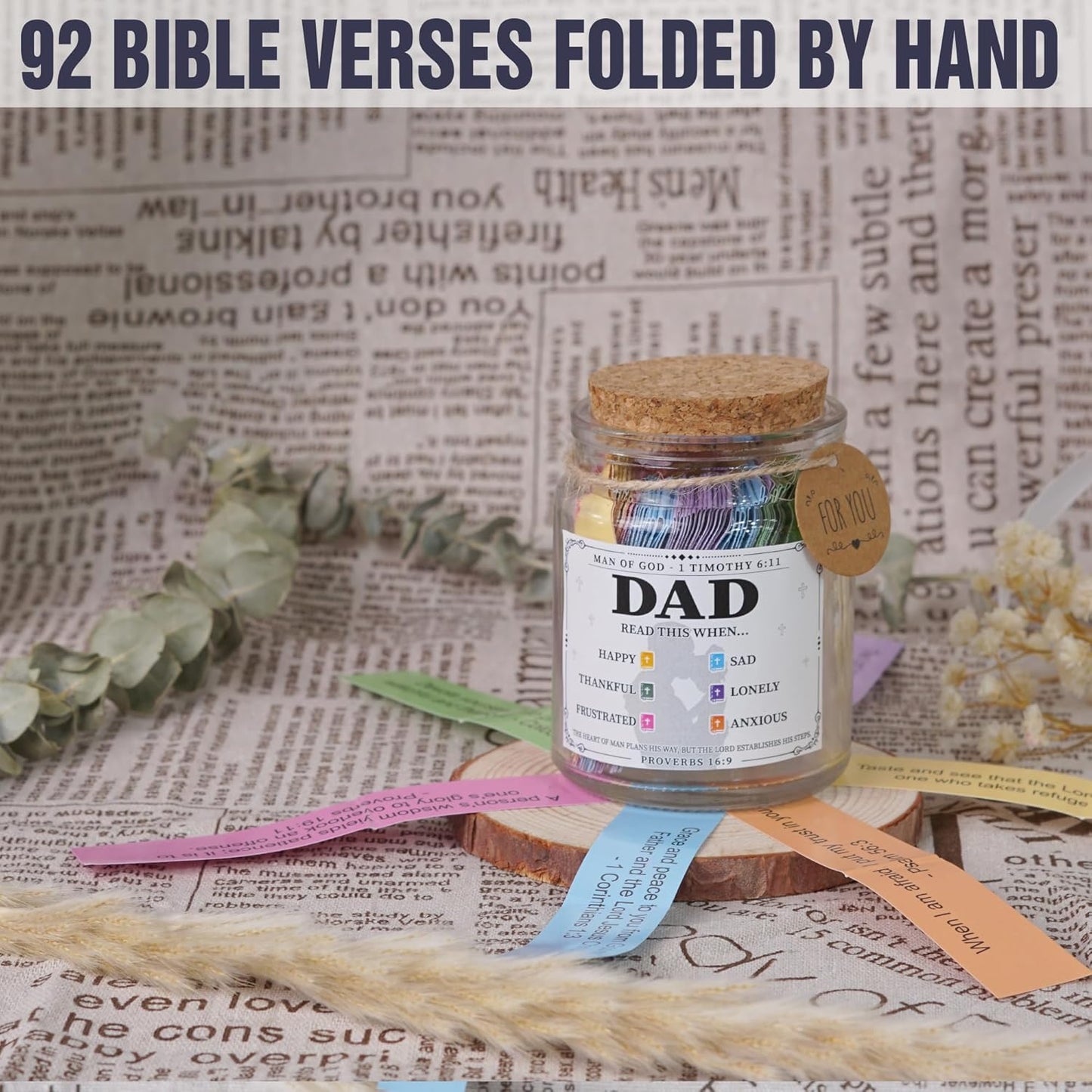 Bible Verses Jar for Dad, Fathers Day Gifts, Christian Gifts for Men, Bible Verse Jar, Bible Accessories, Prayer Jar, Hope Jar, Bible Stuff, Scripture Gifts.