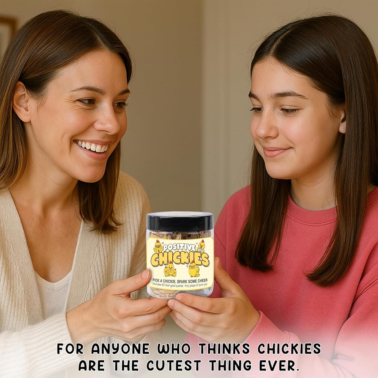 60 Positive Chick Cards Jar, Daily Affirmation Cards for Women, Girls, Coworkers, Best Friends - Emotional Support Chick - Birthday Gift for Womens - Teen Girl Gifts Trendy