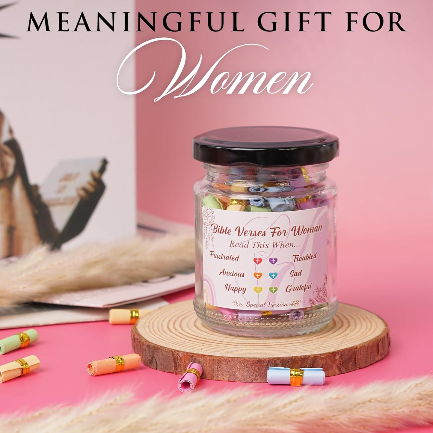 Bible Verse Jar for Women, Religious Gifts for Women, Christian Gifts for Women, Birthday Gifts, Graduation Gifts for Her, Inspirational Bible Jar, Teacher Appreciation Gifts