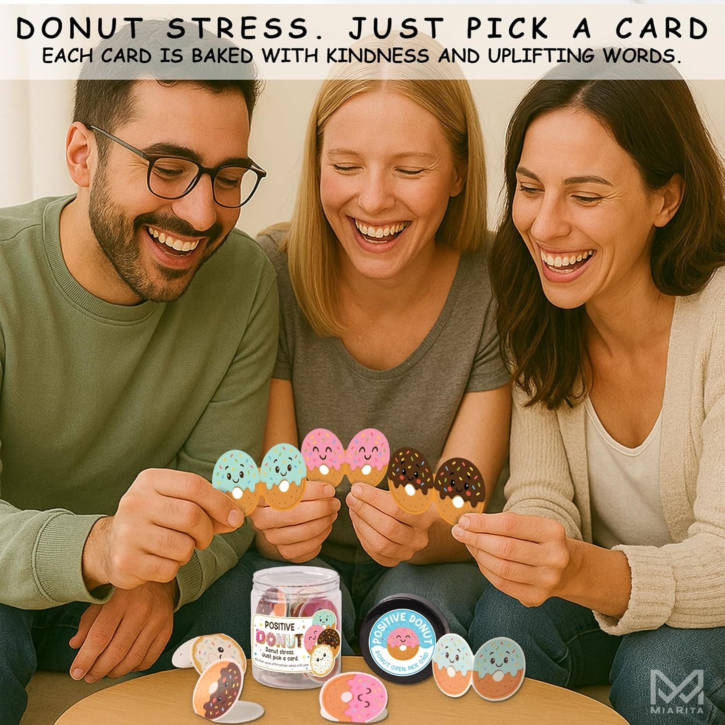 Positive Donuts Jar, Emotional Inspirational Support 60 Affirmation Cards, Cheer up Cute Donut Gifts for Teen Girls, Daughter, Firends, Teen Girl Gifts Trendy Stuff