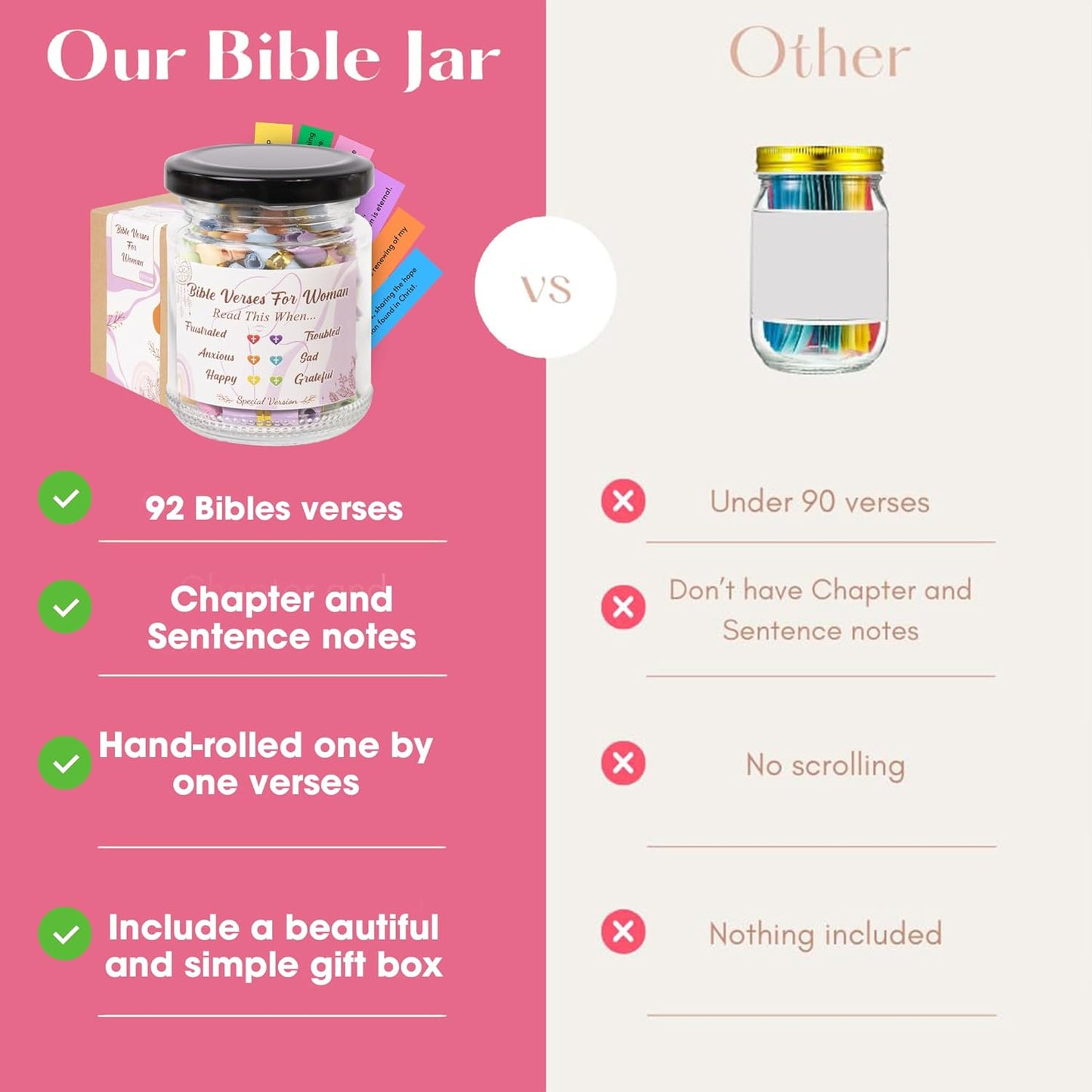 Bible Verse Jar for Women, Religious Gifts for Women, Christian Gifts for Women, Birthday Gifts, Graduation Gifts for Her, Inspirational Bible Jar, Teacher Appreciation Gifts