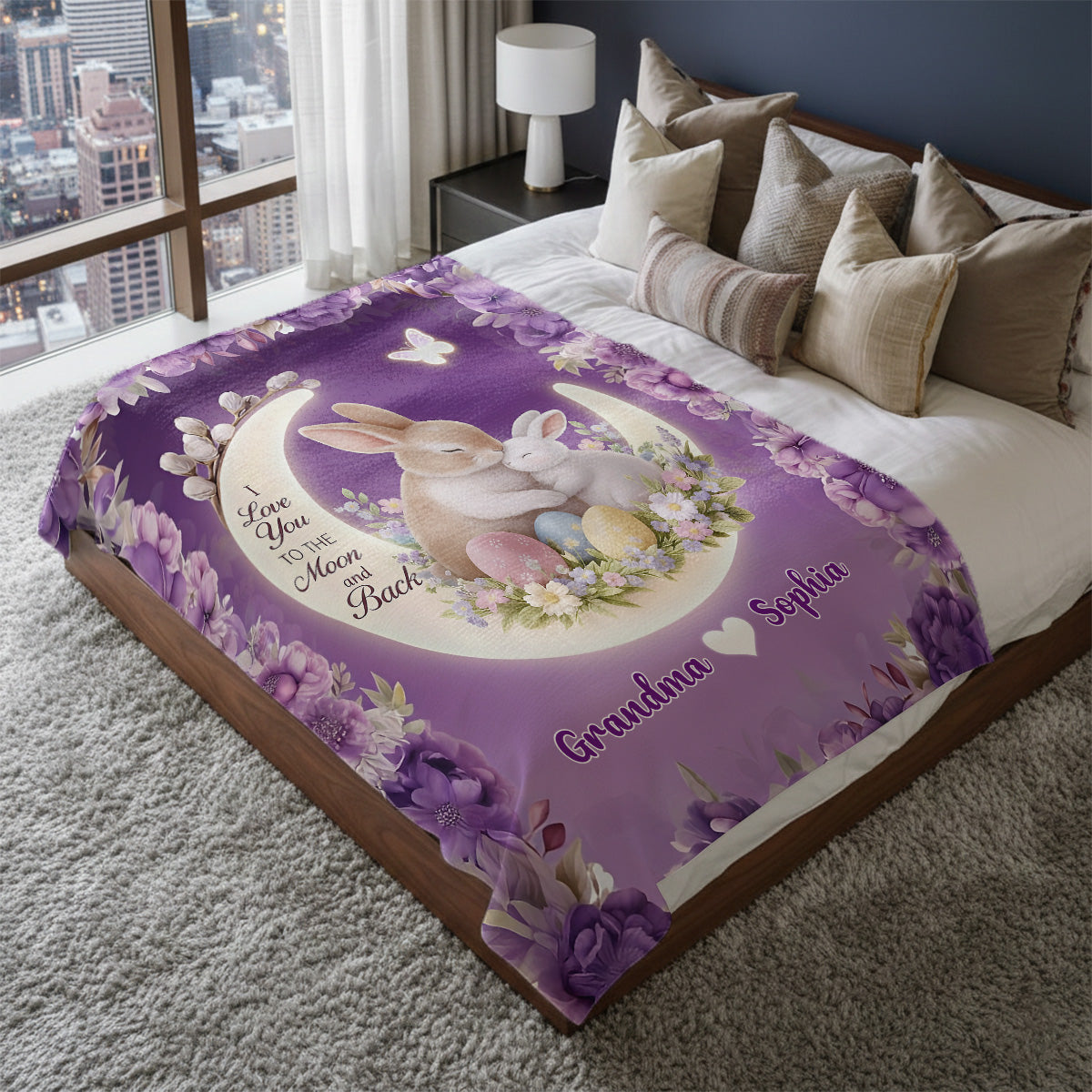 I Love You To The Moon And Back - Personalized Sherpa Blanket