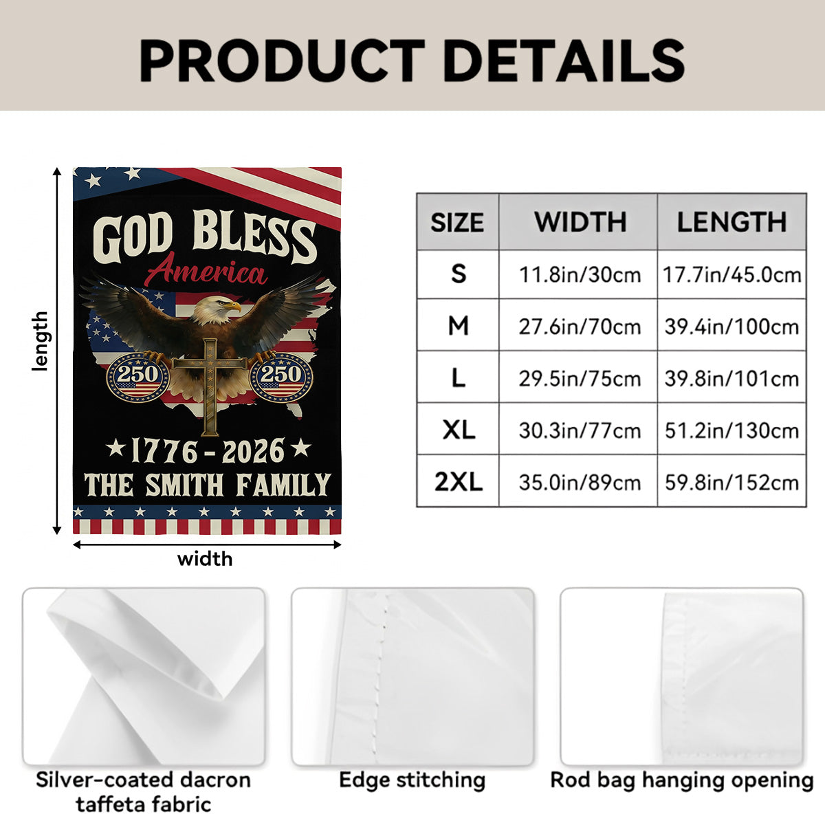 God Bless America - Personalized Garden Flag