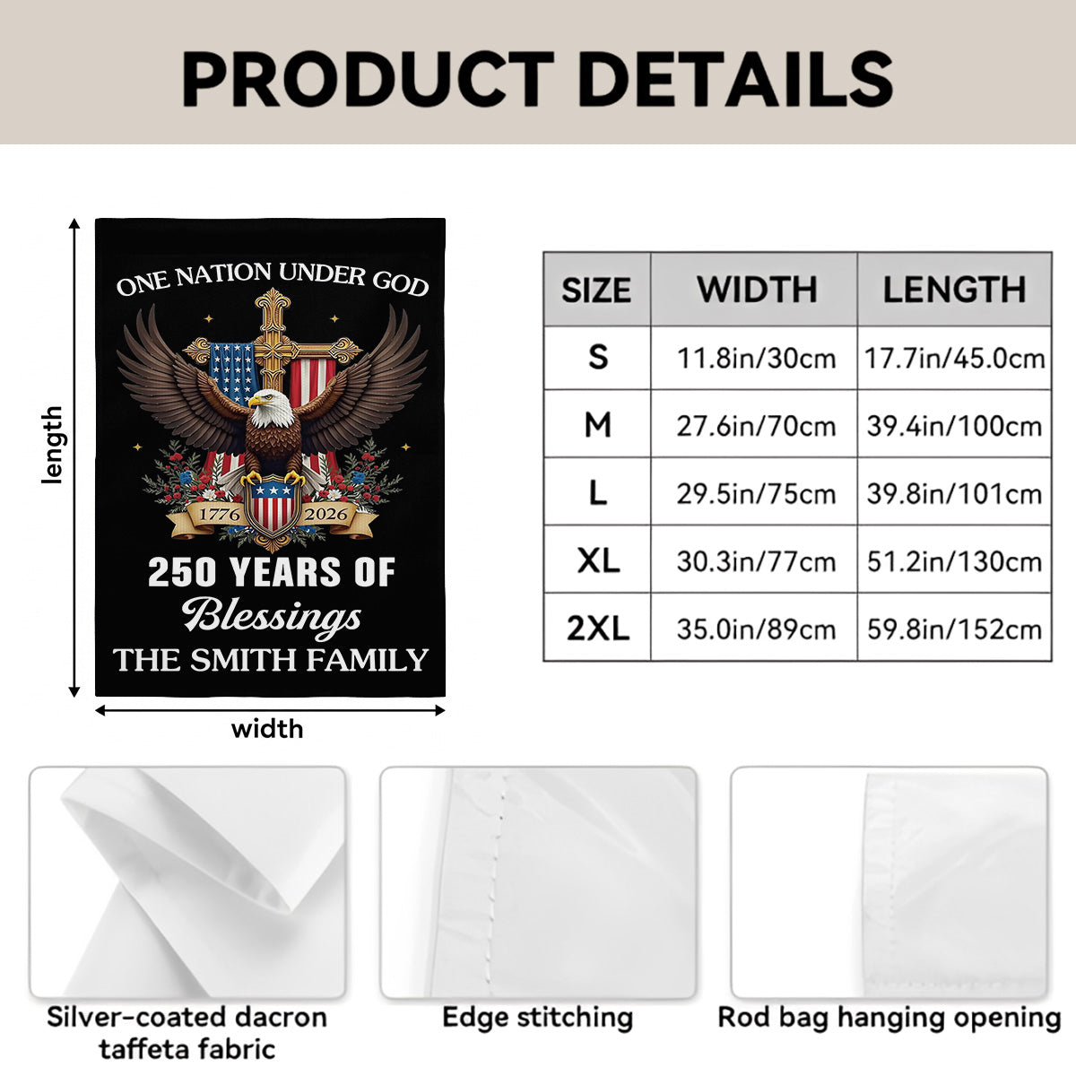 Blessings One Nation Under God - Personalized Garden Flag