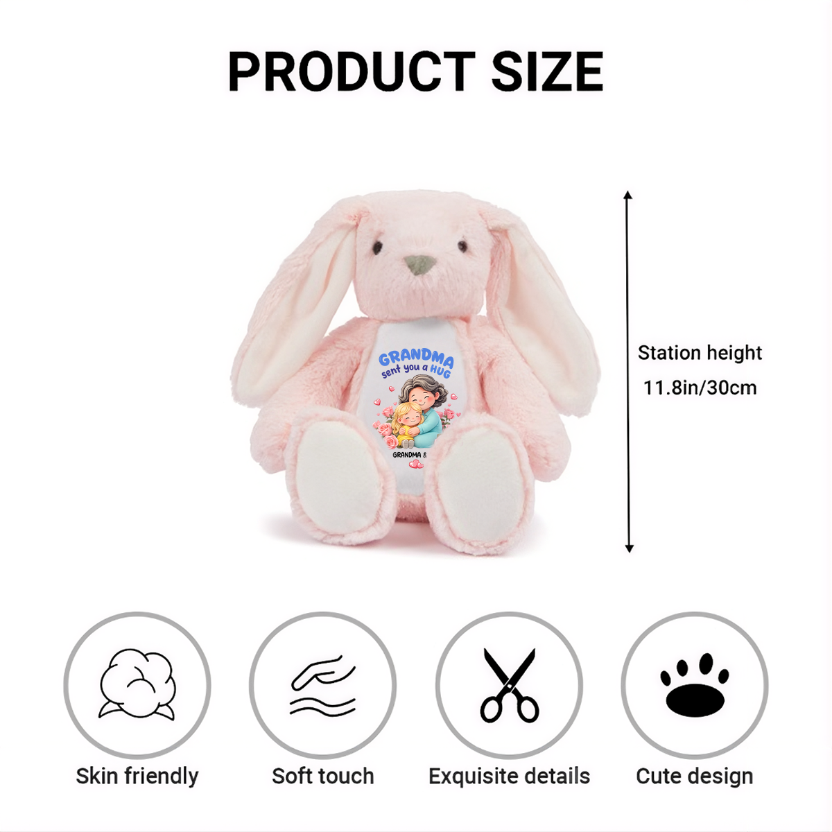 Grandma Sent You A Hug - Personalized Stuffed Bunny