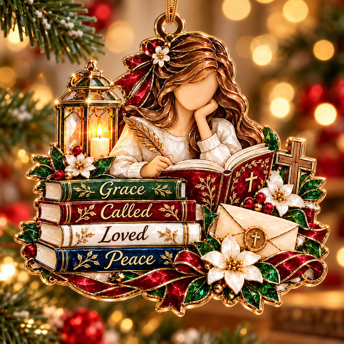 Christian Prayer Journal Christmas Ornament – Faith & Grace Gift for Women