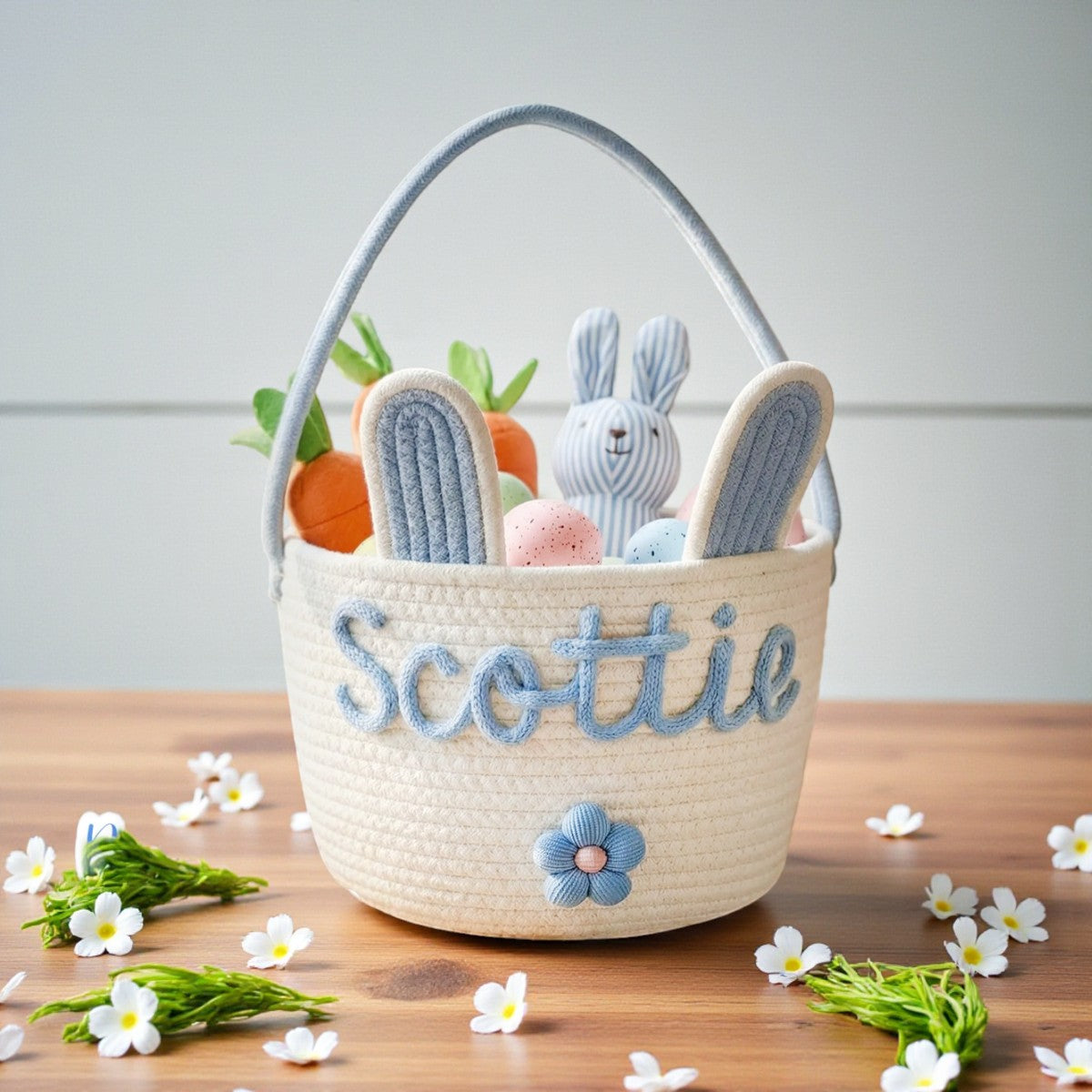 Crochet Easter Basket - Personalized Easter Basket With Name