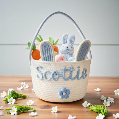 Crochet Easter Basket - Personalized Easter Basket With Name