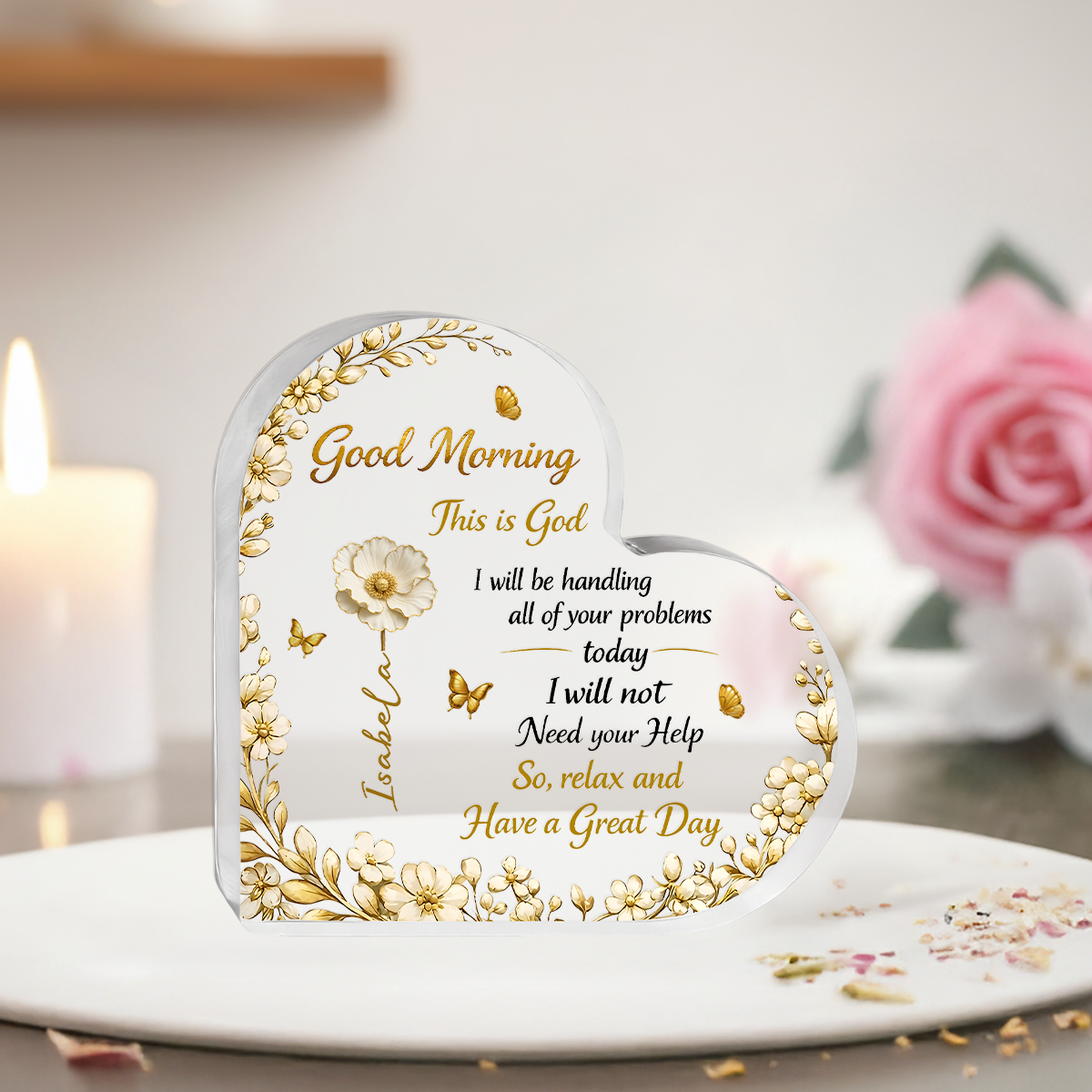 A Day In God Hand - Personalized Heart Shape Acrylic Plaque