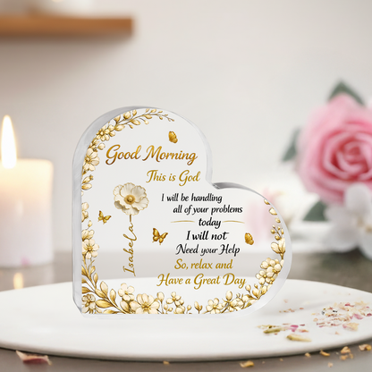 A Day In God Hand - Personalized Heart Shape Acrylic Plaque