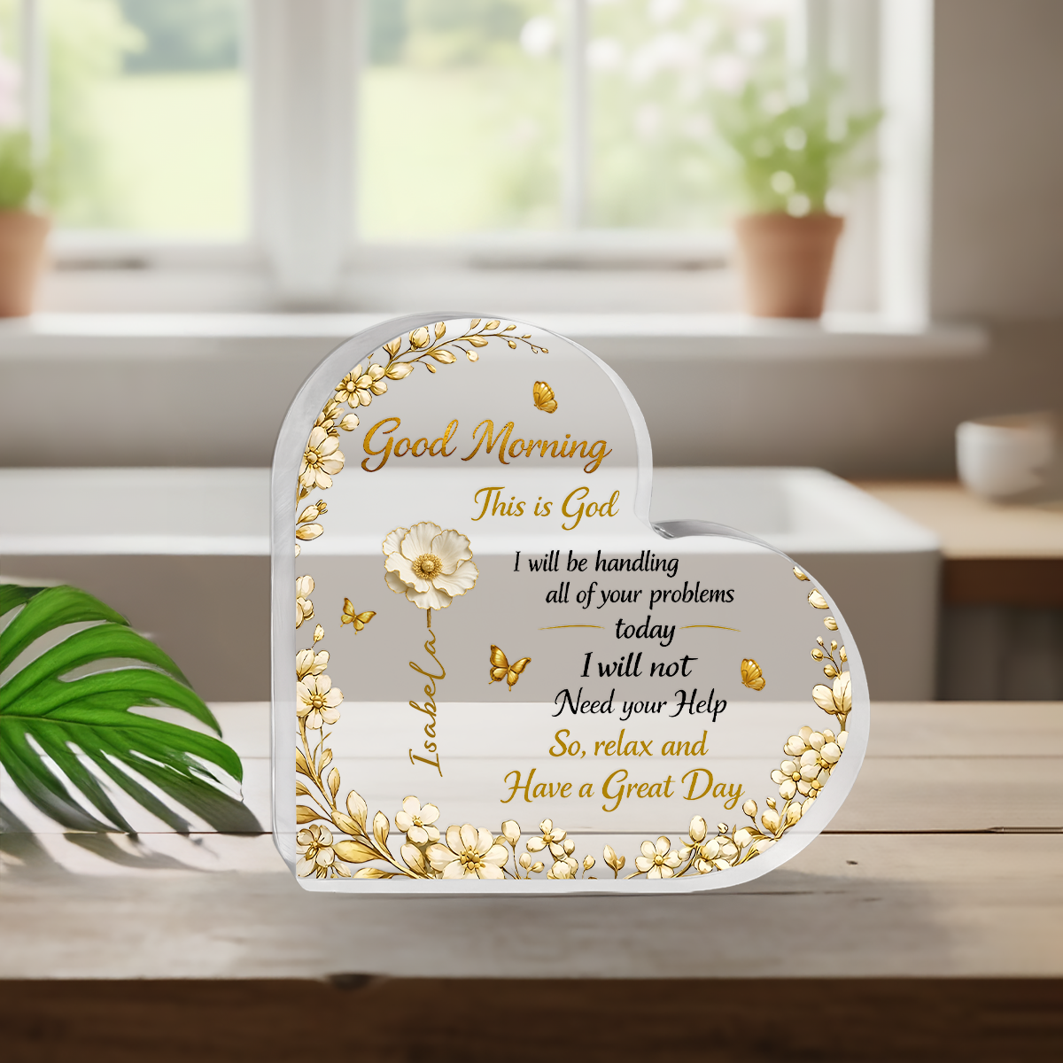 A Day In God Hand - Personalized Heart Shape Acrylic Plaque