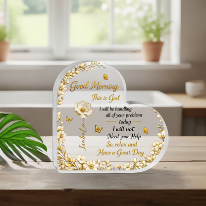 A Day In God Hand - Personalized Heart Shape Acrylic Plaque