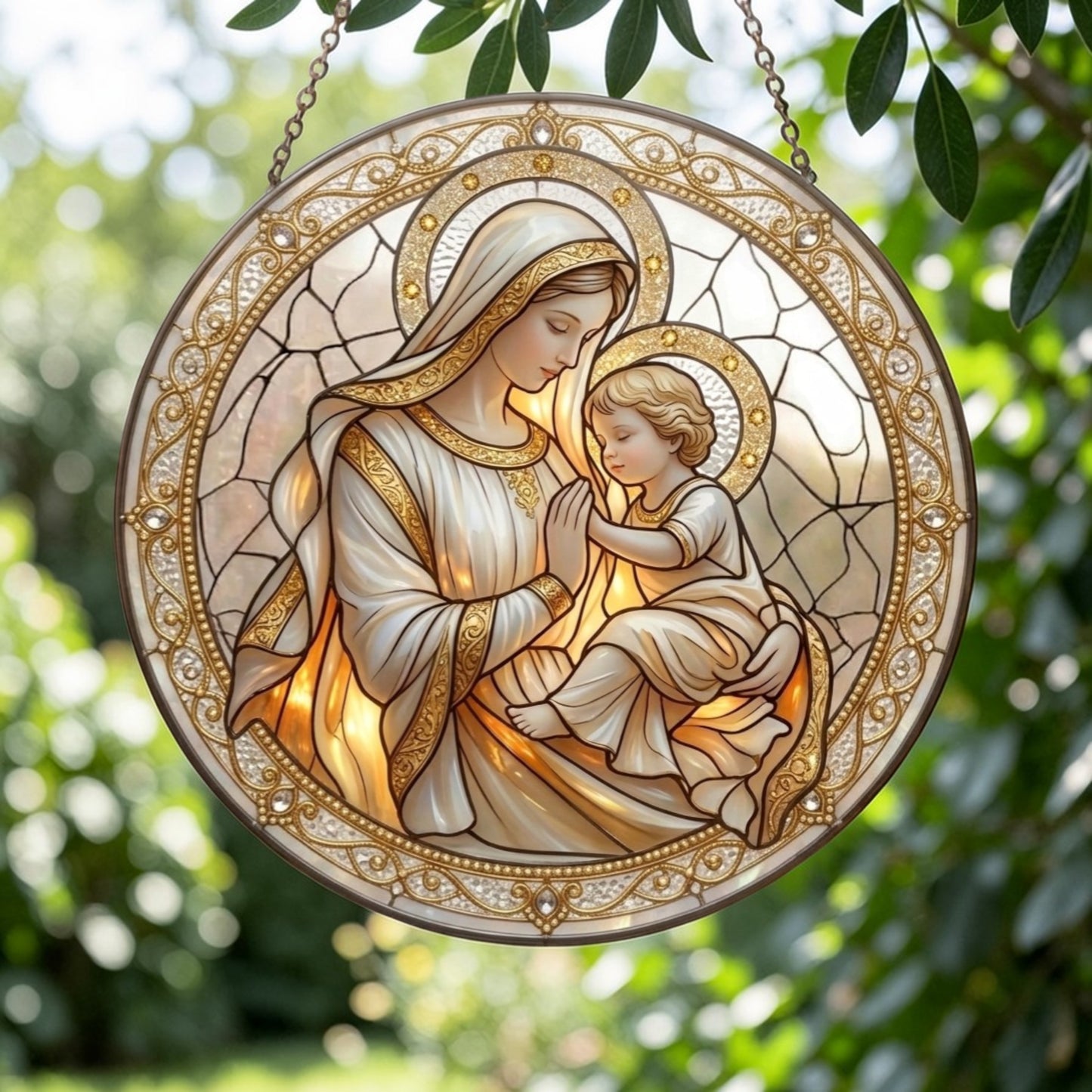 Hail Mary - Glass Suncatcher