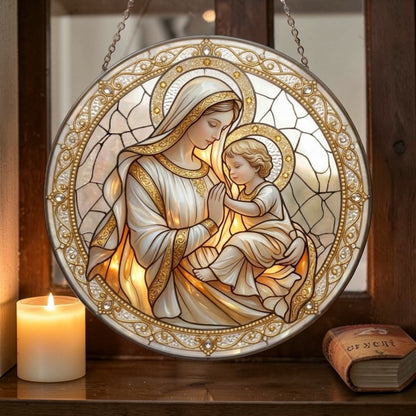 Hail Mary - Glass Suncatcher