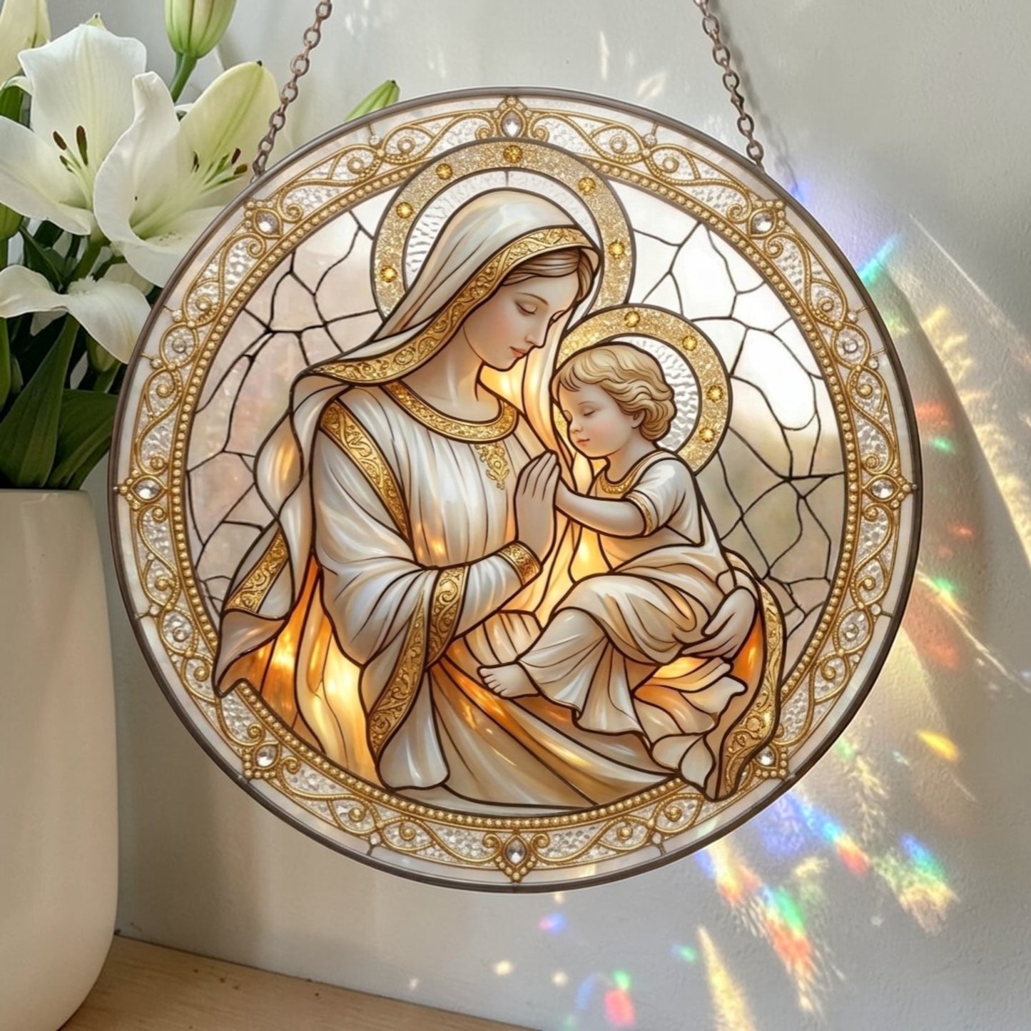 Hail Mary - Glass Suncatcher