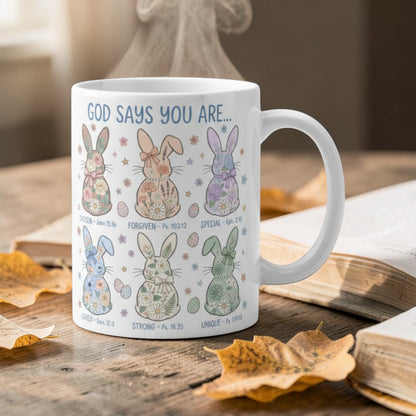 God Says You Are Faith Based Easter Bunny - Creramic Mug