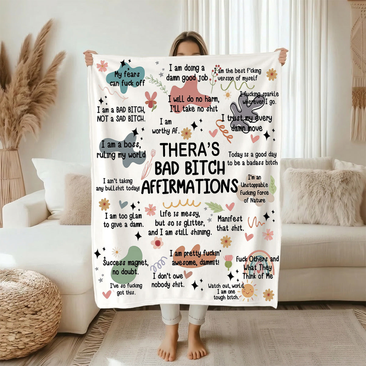 Bad Bitch Affirmation - Personalized Sherpa Blanket