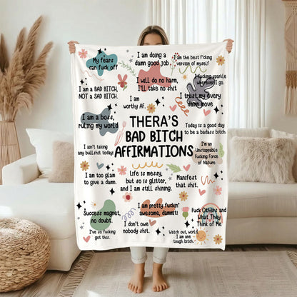 Bad Bitch Affirmation - Personalized Sherpa Blanket