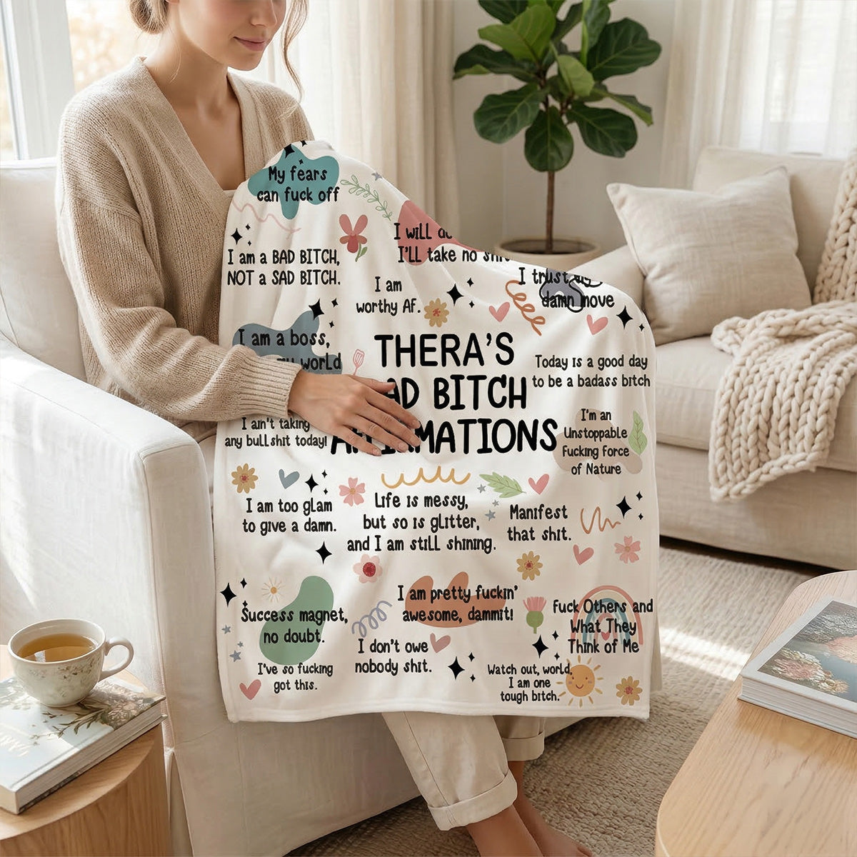 Bad Bitch Affirmation - Personalized Sherpa Blanket