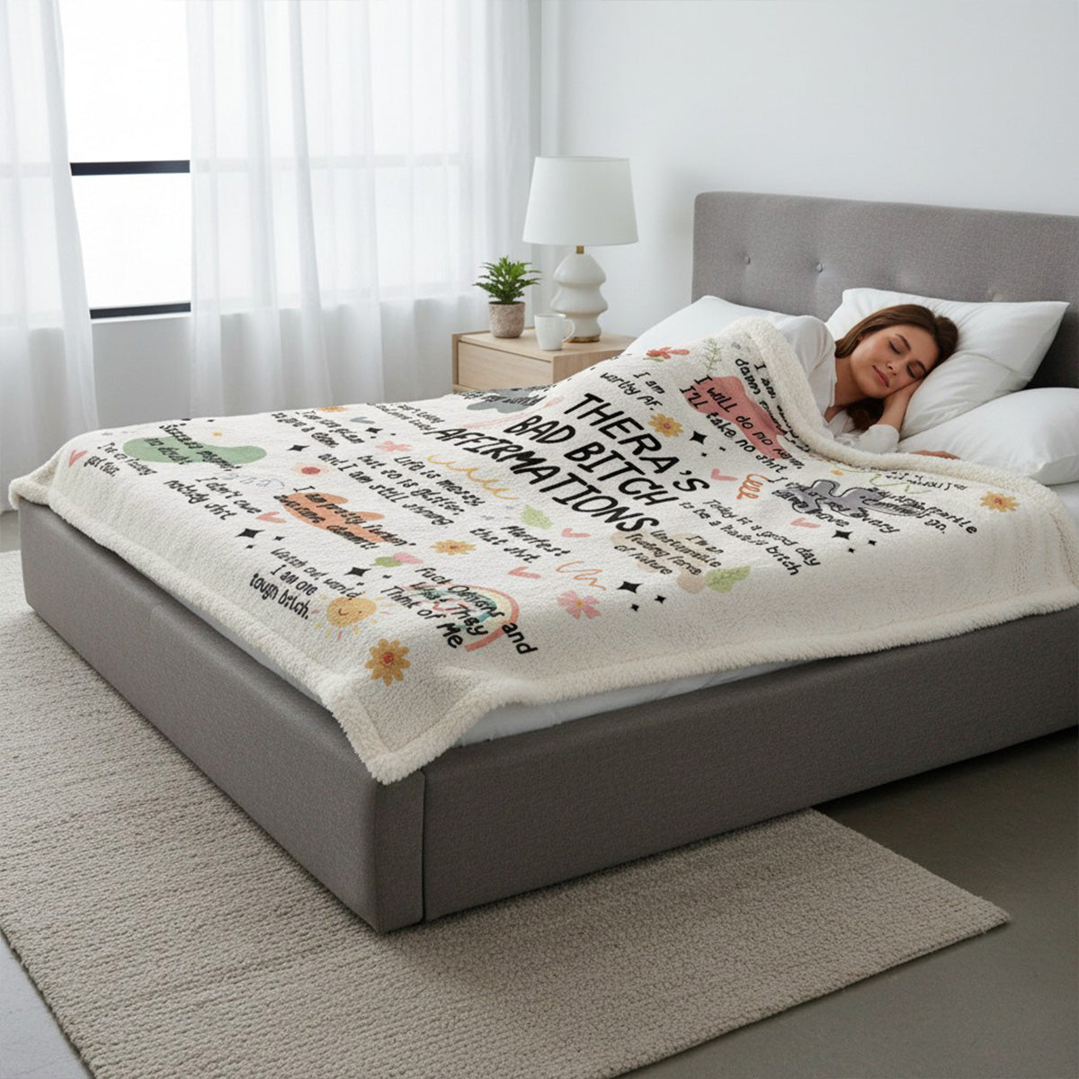Bad Bitch Affirmation - Personalized Sherpa Blanket