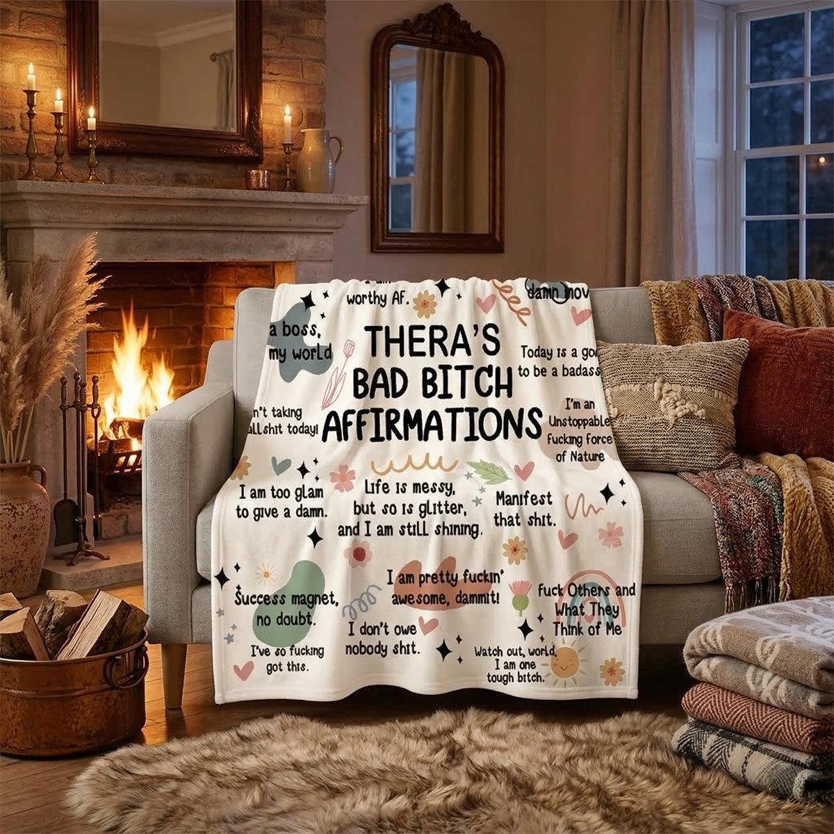 Bad Bitch Affirmation - Personalized Sherpa Blanket