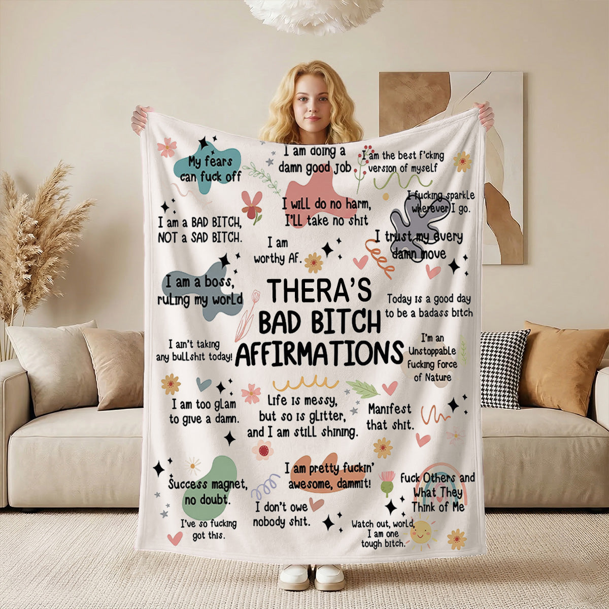 Bad Bitch Affirmation - Personalized Sherpa Blanket