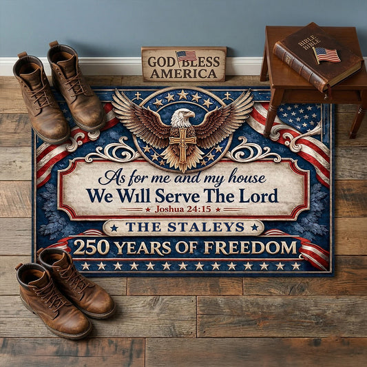As For Me And My House We Will Serve The Lord - Personalized Door Mat