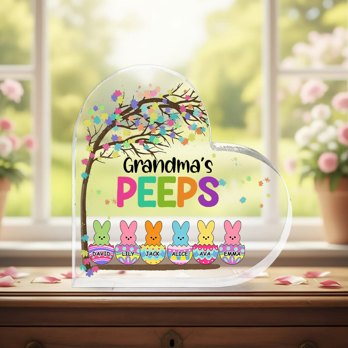 Grandma Peep Easter - Personalized Heart Shape Acrylic Plaque