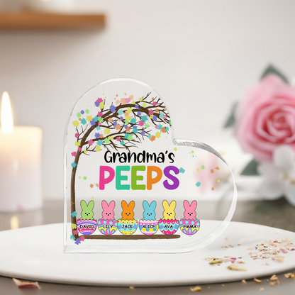 Grandma Peep Easter - Personalized Heart Shape Acrylic Plaque