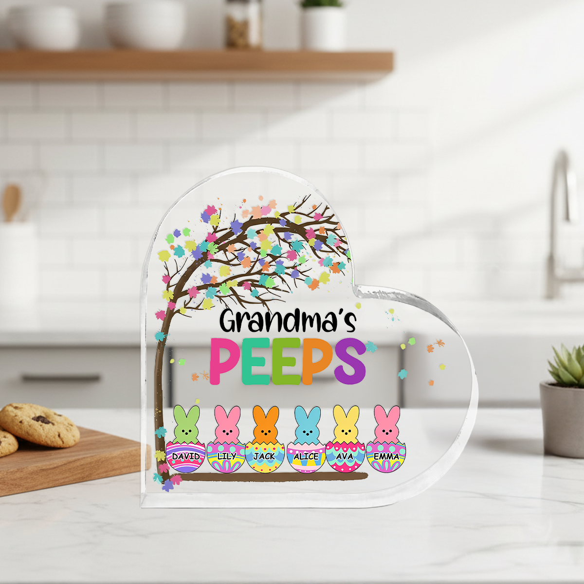 Grandma Peep Easter - Personalized Heart Shape Acrylic Plaque